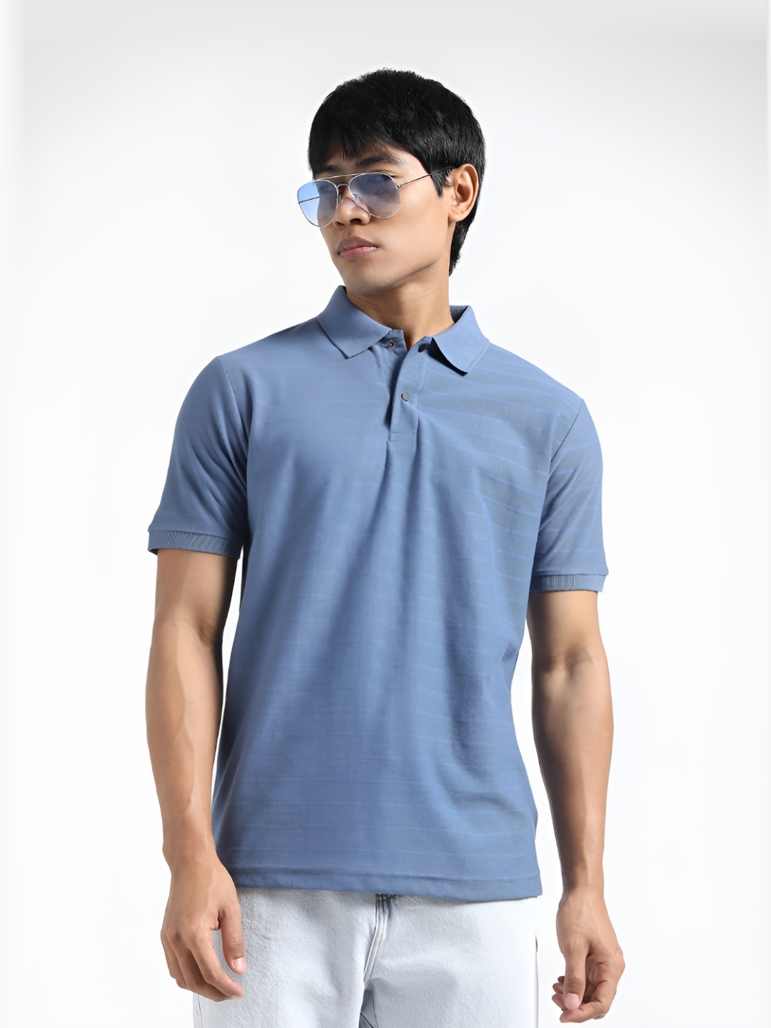 

R&B Men Polo Collar T-shirt, Blue