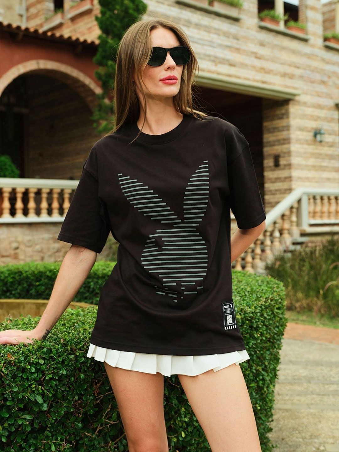 Bonkers Corner Women Printed Pockets T-shirt, Black