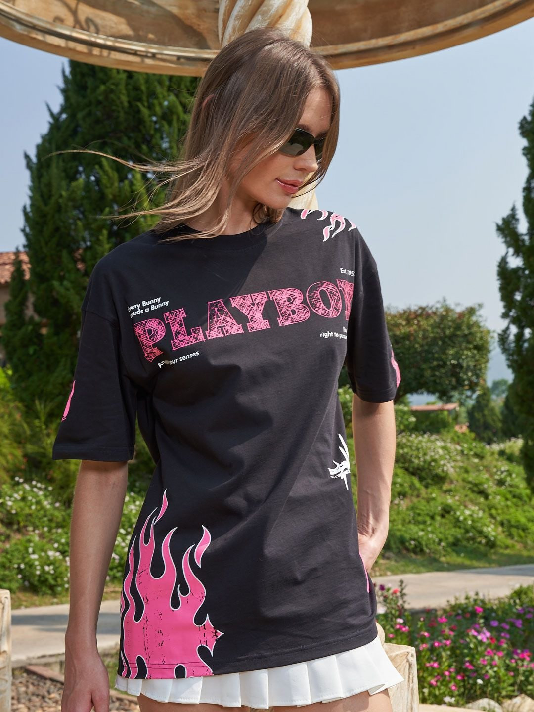 

Bonkers Corner Women Printed Applique T-shirt, Black