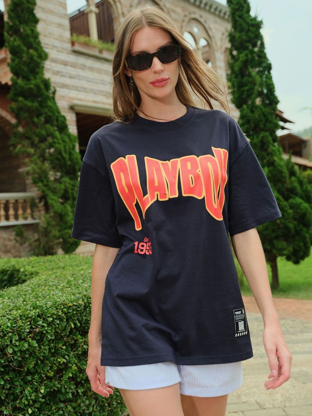 

Bonkers Corner Women Printed Applique T-shirt, Blue