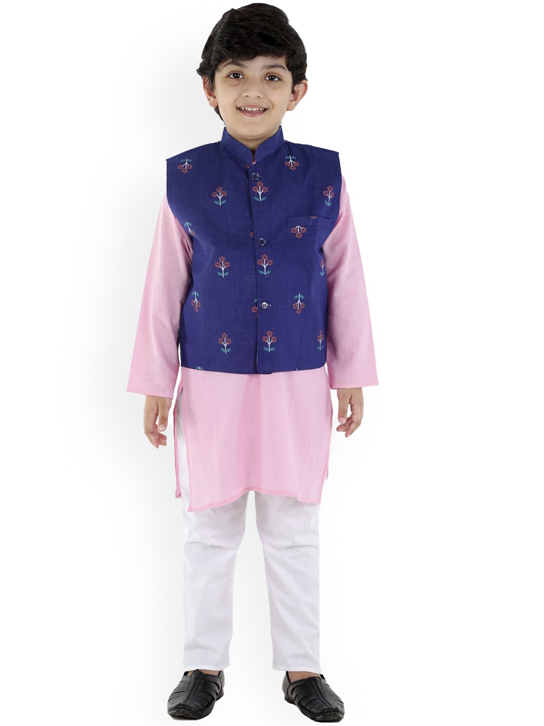 

BAESD Boys Regular Thread Work Kurta with Pyjamas, Pink