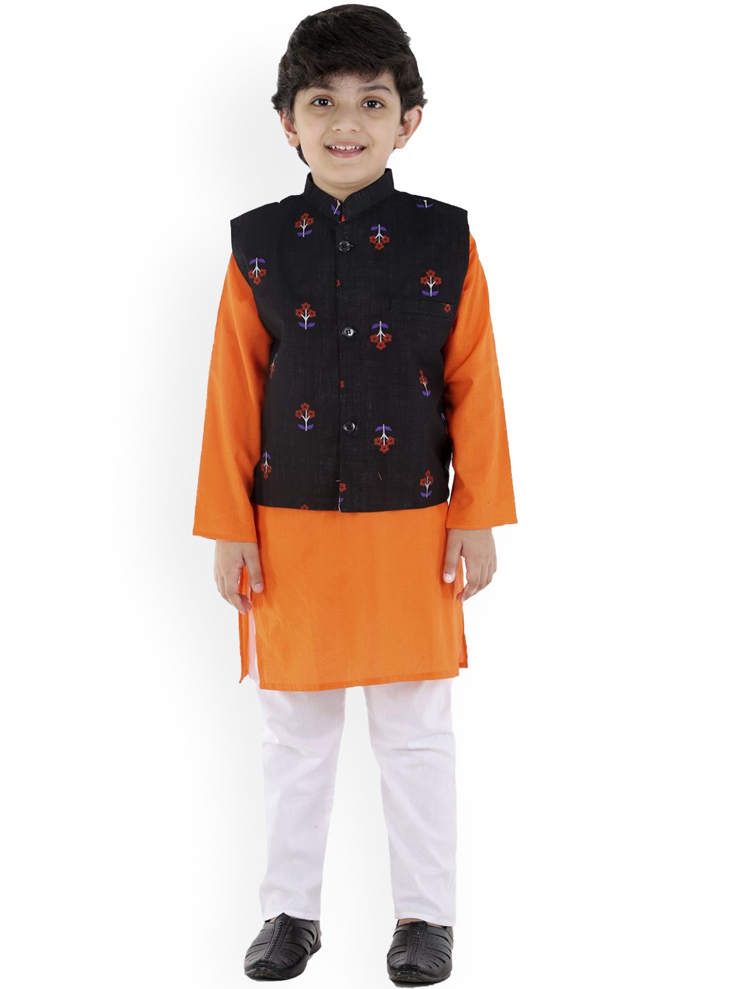 

BAESD Boys Regular Thread Work Kurta with Pyjamas, Orange