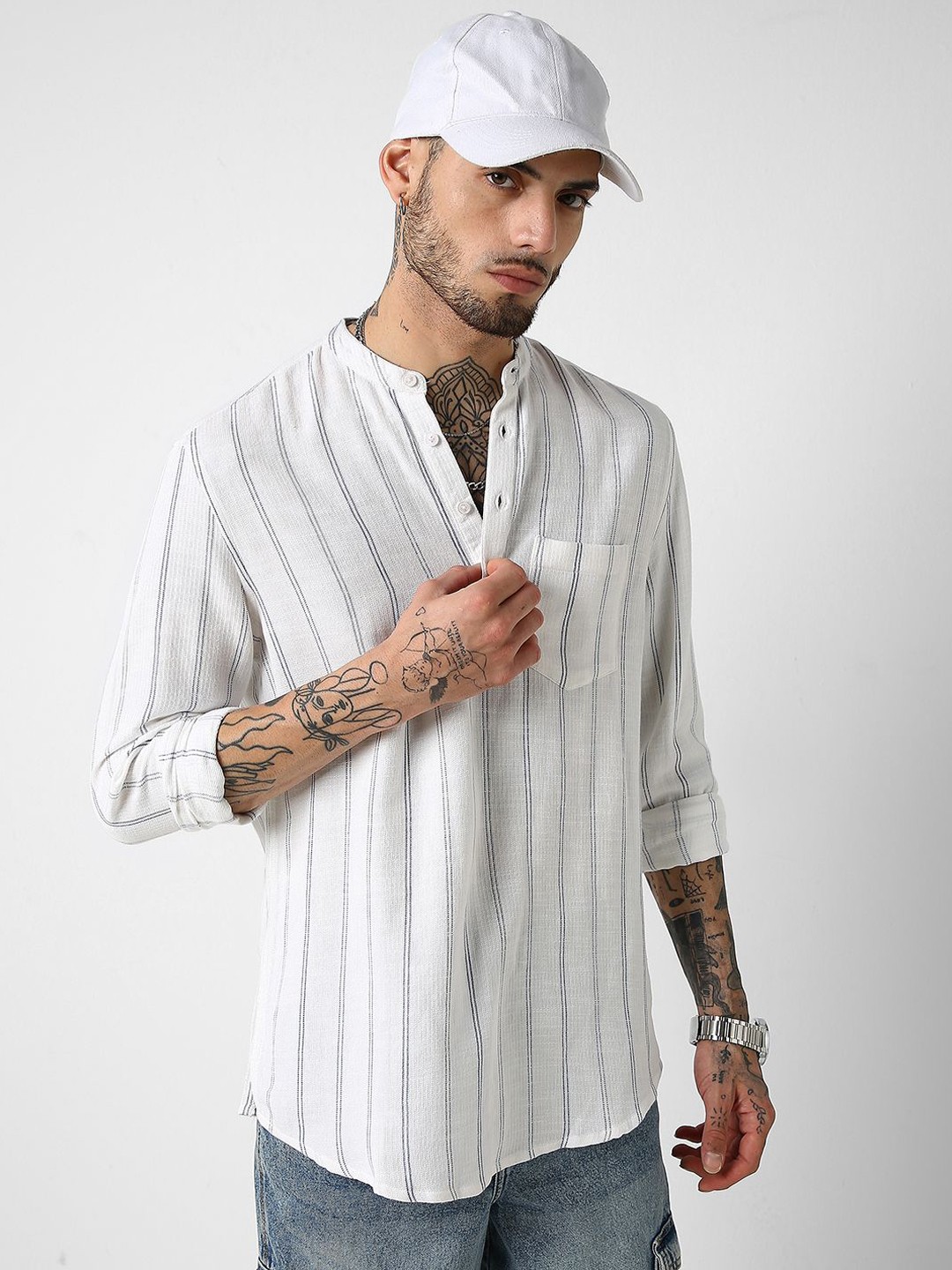 

VASTRADO Men Dobby Kurta, White