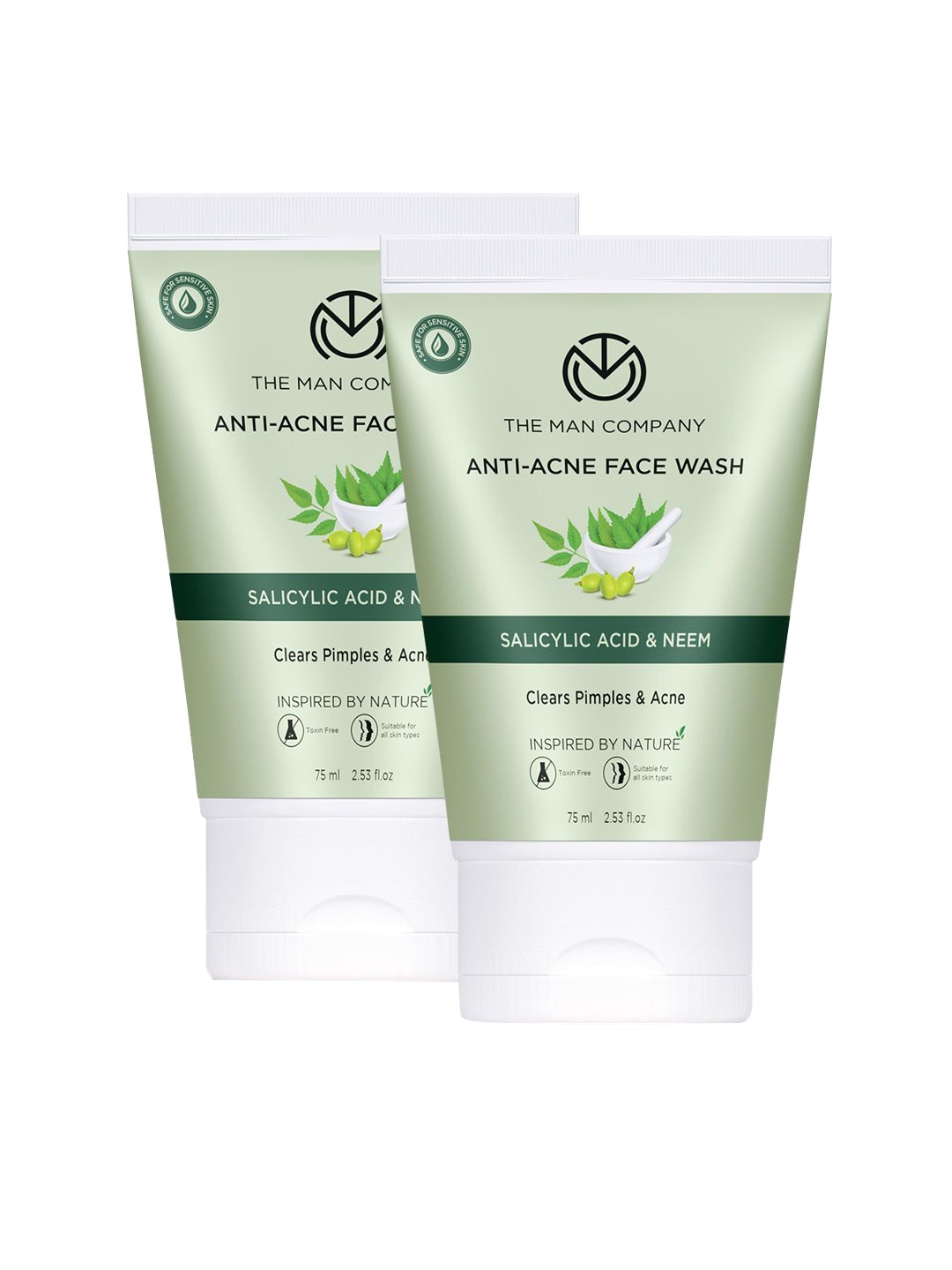 

THE MAN COMPANY Set Of 2 Anti-Acne Face Wash With Salicylic Acid & Neem - 75ml Each, White