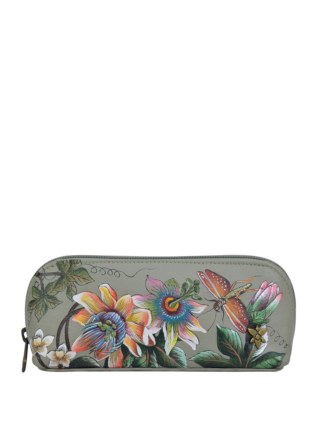 

Anuschka Printed Leather Medium Zip-Around Sunglasses Case, Grey