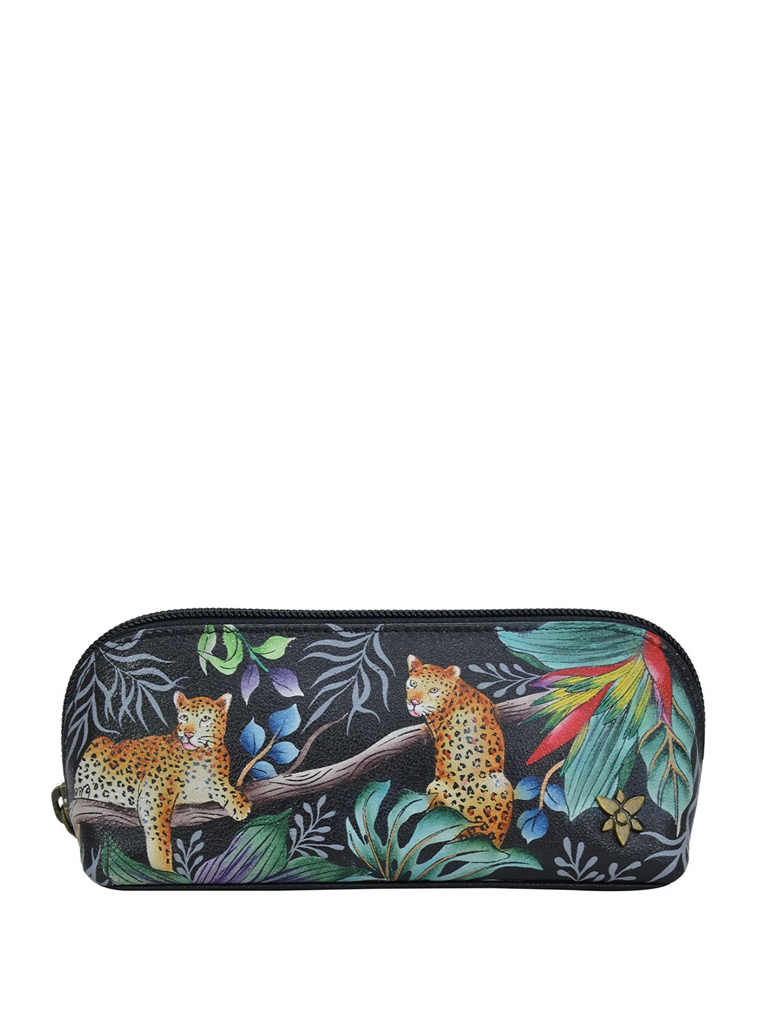 

Anuschka Printed Leather Zip-Around Sunglasses Pouch, Black