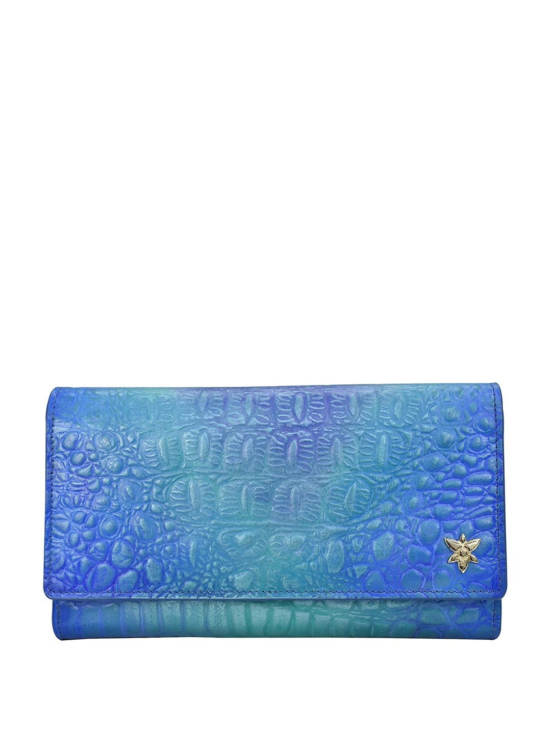 

Anuschka Women Leather Three Fold Wallet, Blue