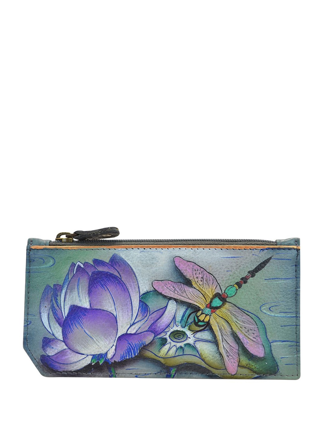 

Anuschka Women Floral Printed Leather Card Holder, Blue