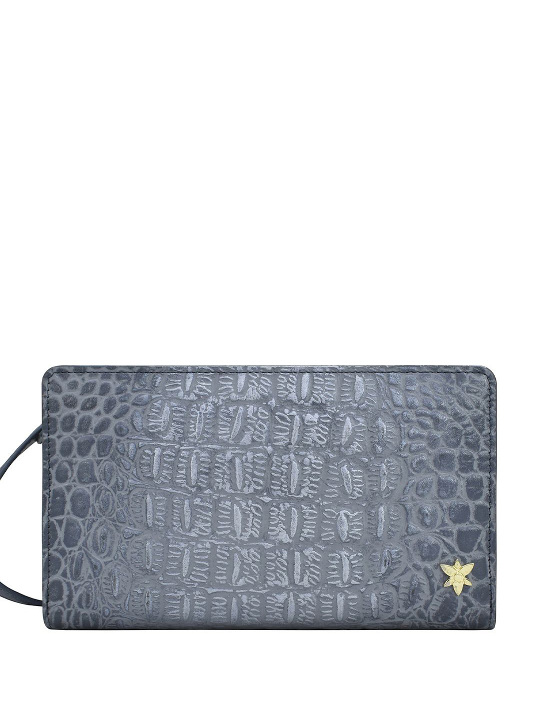 

Anuschka Women Abstract Leather Zip Around Wallet, Silver