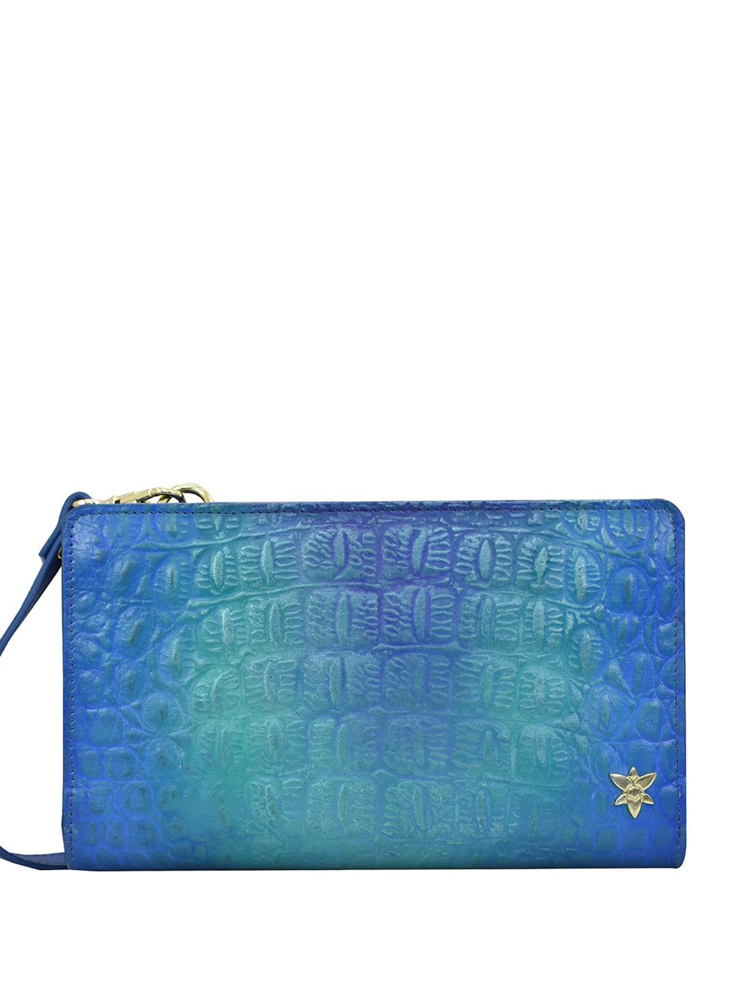 

Anuschka Women Leather Zip Around Wallet, Blue