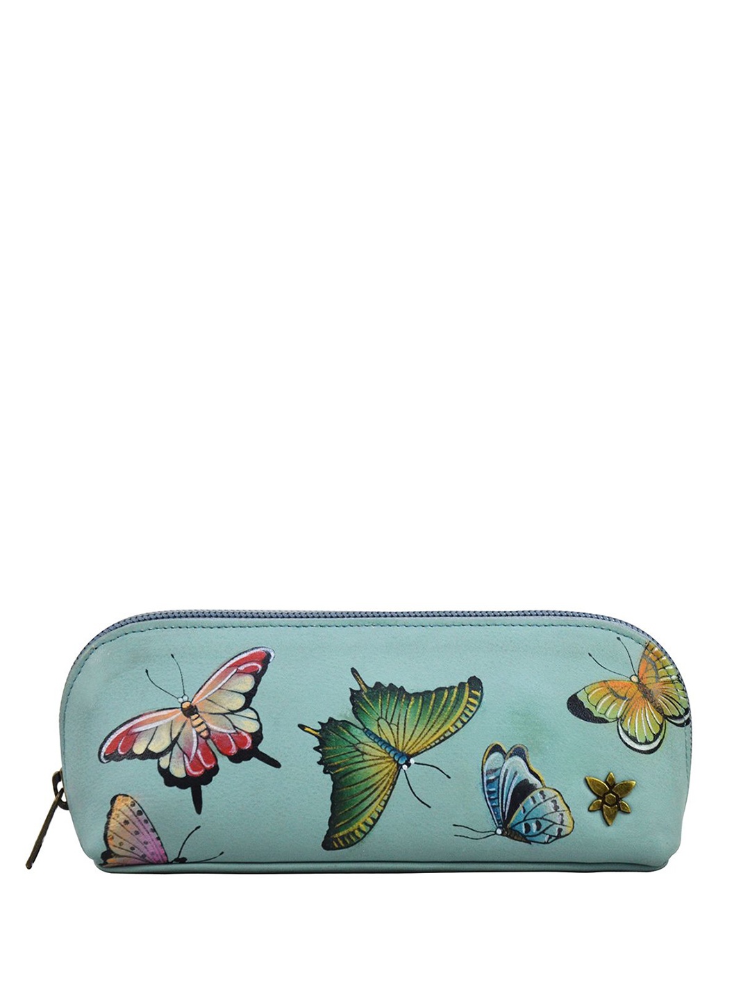 

Anuschka Printed Leather Medium Zip-Around Sunglasses Case, Blue