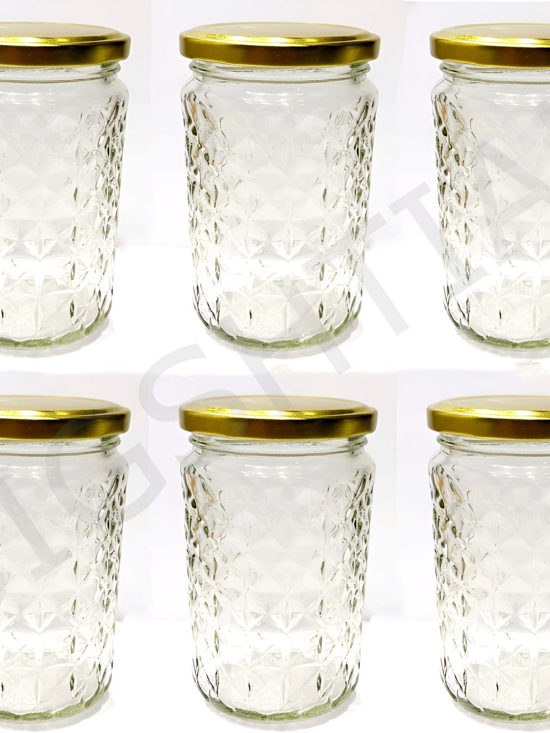 

Tap2kaart 6Pcs Glass Storage Container-370ml Each, Gold