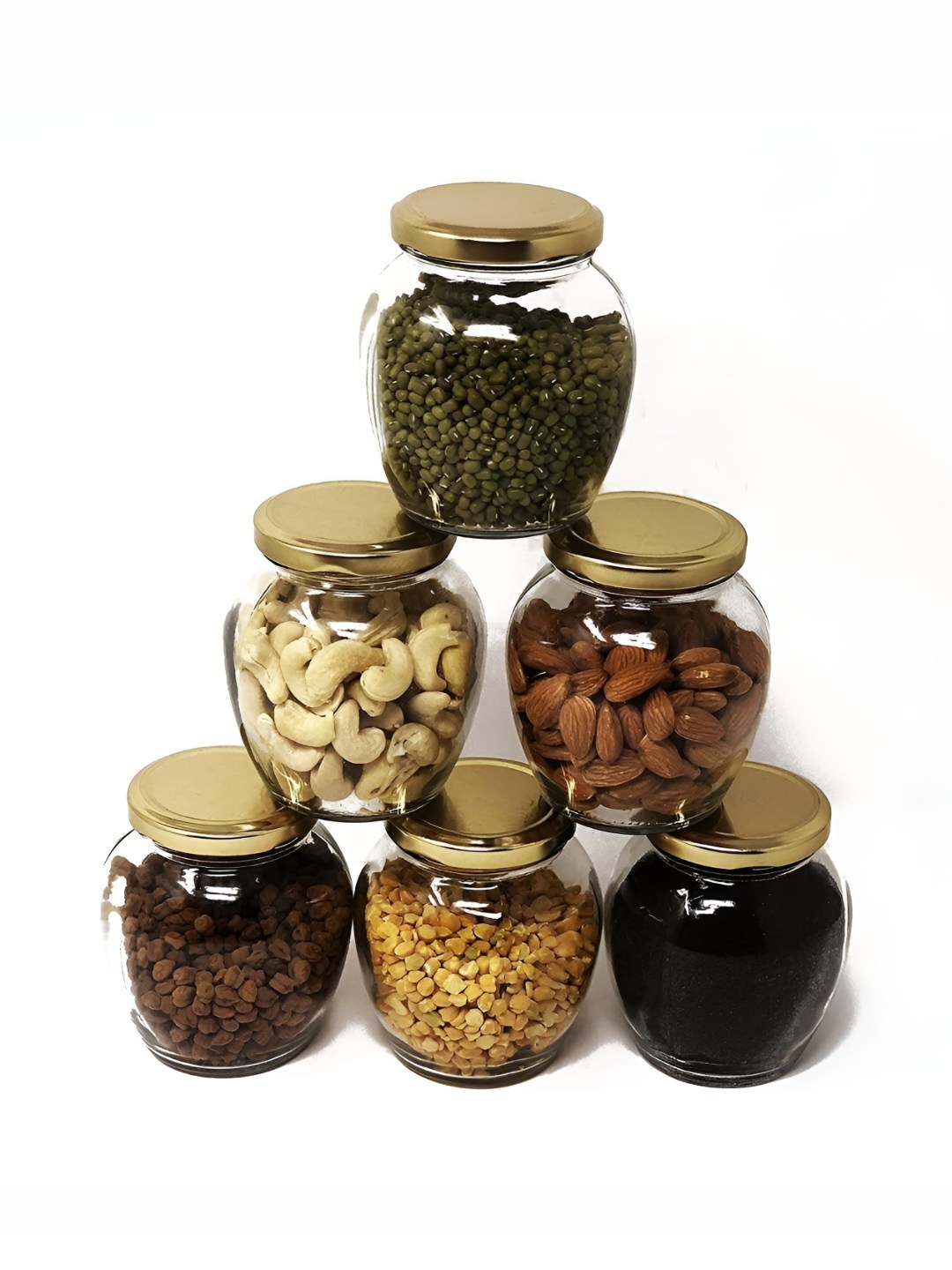 

Tap2kaart 6 Pcs Transparent Glass Container-400ml Each, Gold