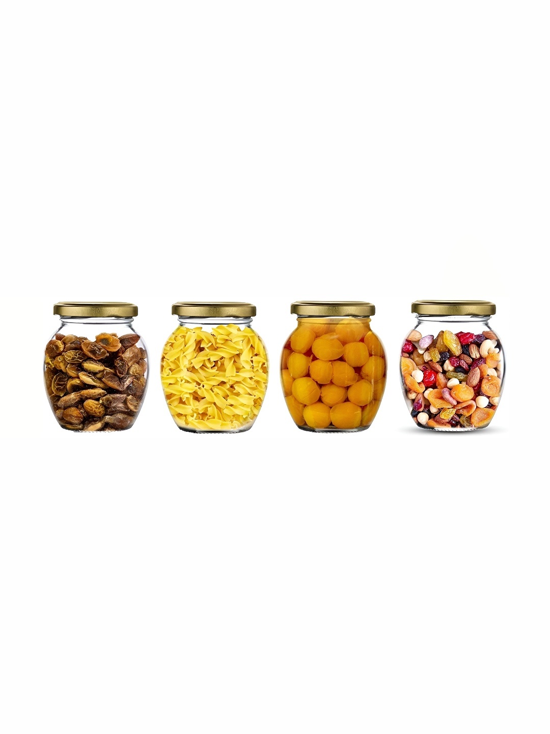 

Tap2kaart 4-Pcs Transparent & Yellow Storage Glass Container