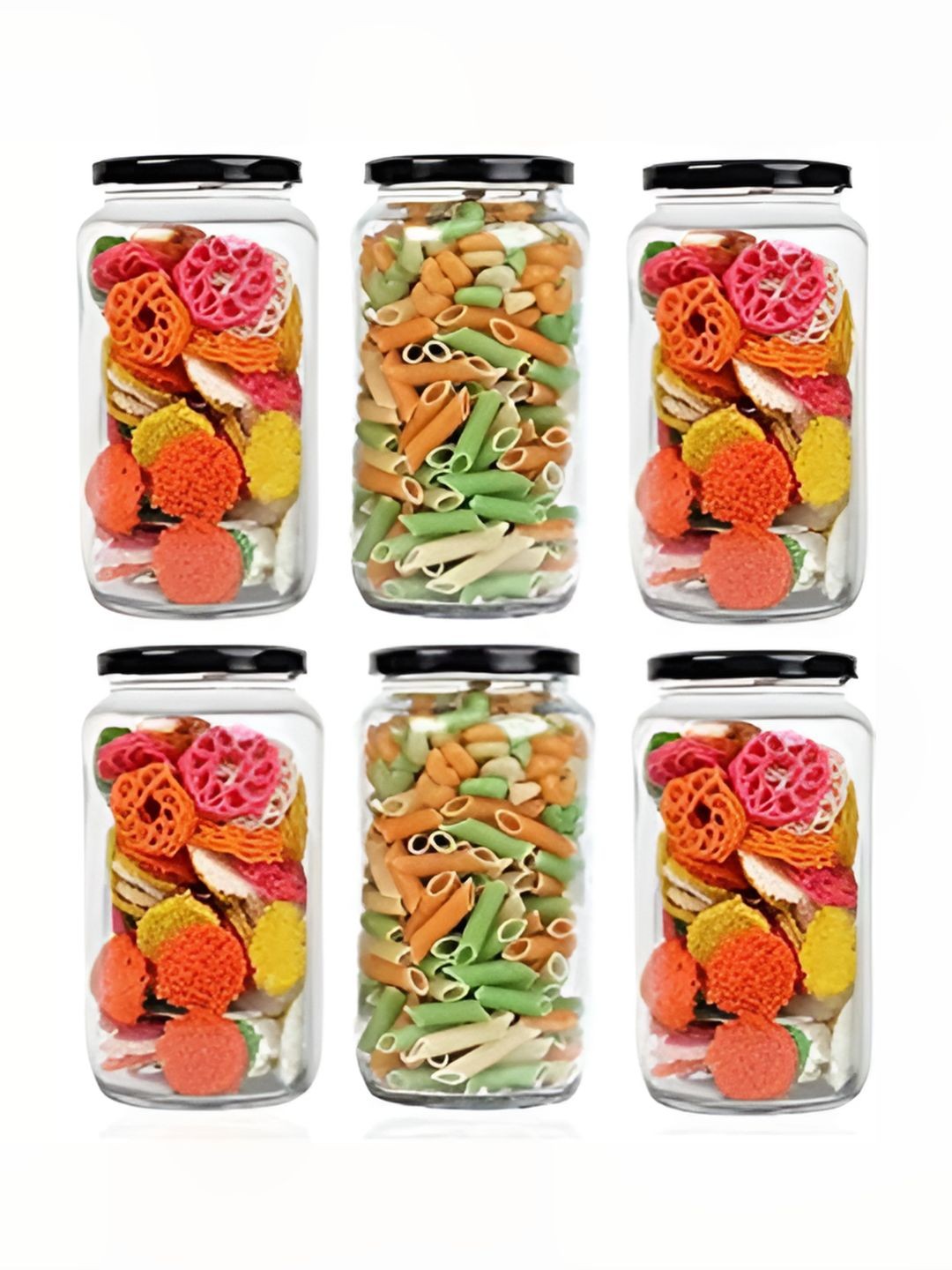 

Tap2kaart Pack of 6 Glass Food Containers 1000ml, Transparent