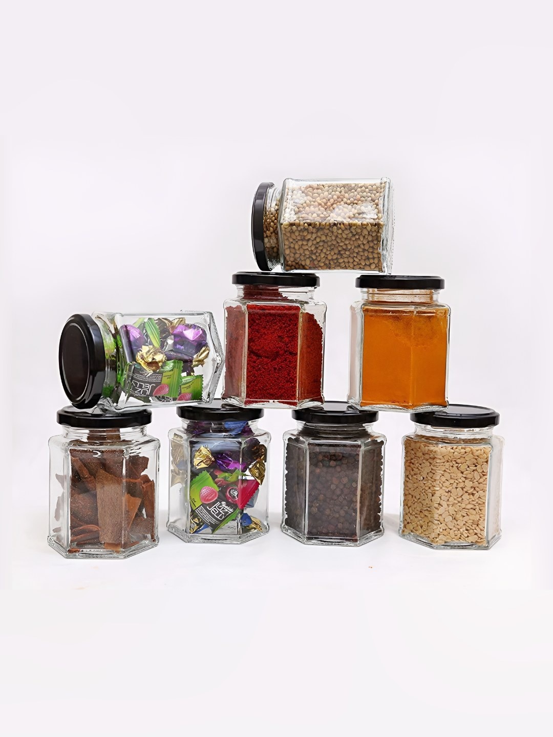 

Tap2kaart 8 Pcs Transparent Glass Container-250ml, Black