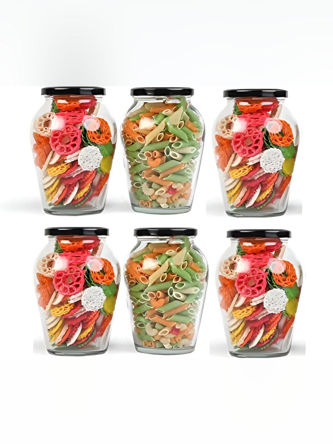 

Tap2kaart 6 Pcs Transparent & Black Glass Container-1L