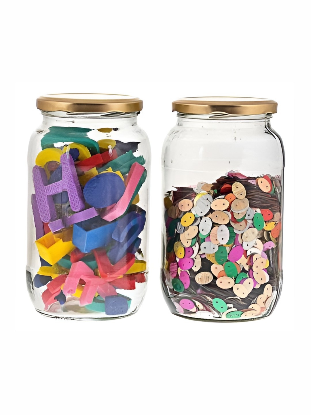 

Tap2kaart 2 Pcs Glass Jar Container Set 1000 ml, Gold