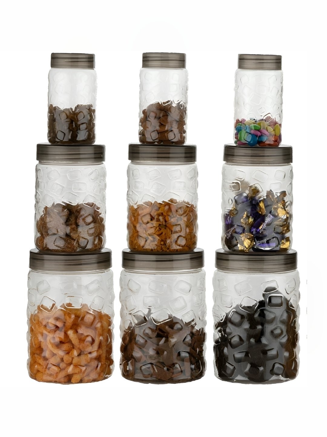 

Tap2kaart Set Of 9 Brown Storage Container, Transparent