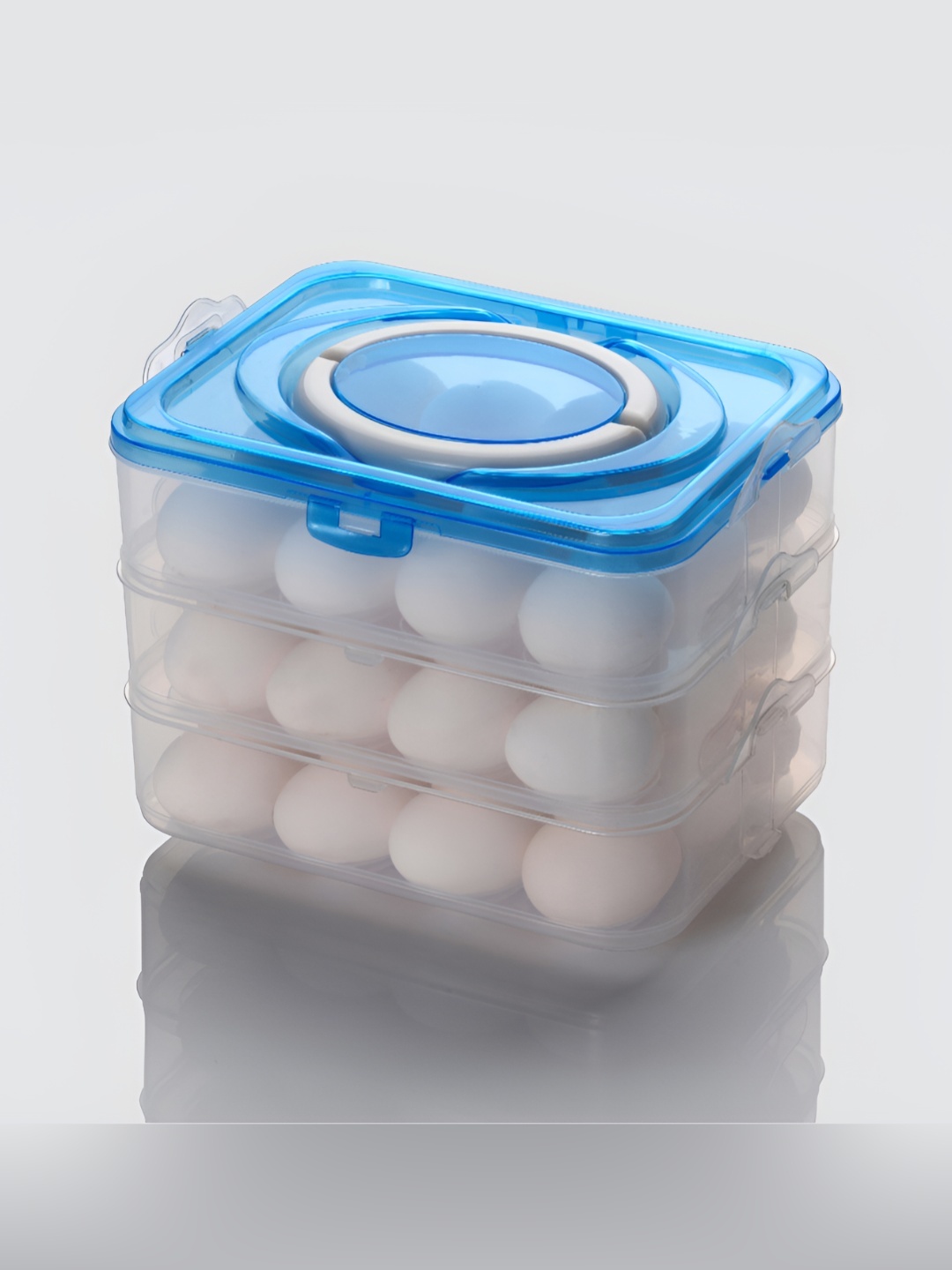 

Tap2kaart Transparent & Blue Plastic 3 Layer Egg Box