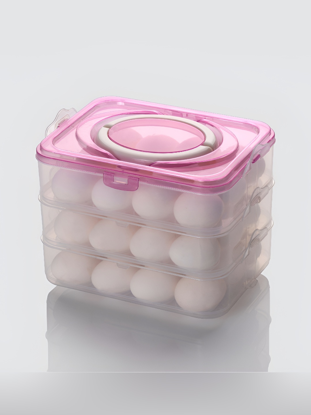 

Tap2kaart Pink & Transparent 3 Layer Plastic Egg Box