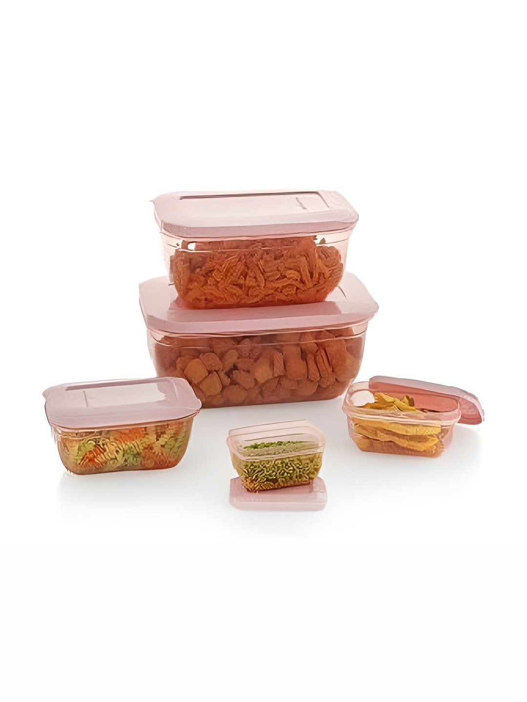 

Tap2kaart 5 Pcs Pink & Transparent Plastic Fridge Containers