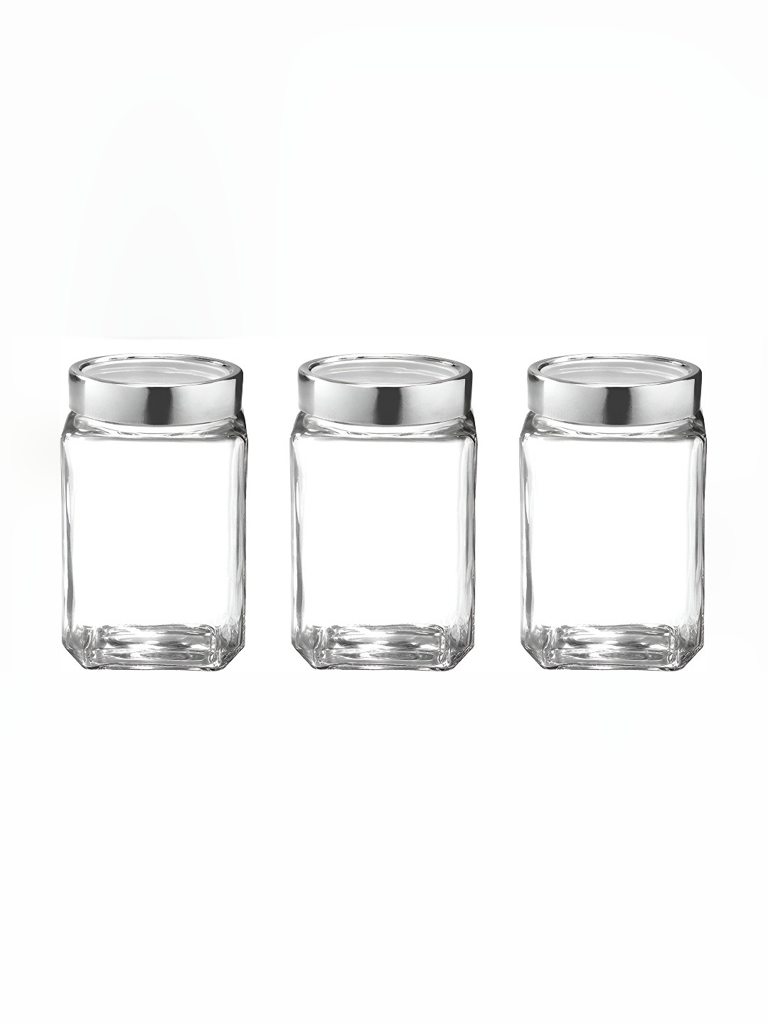 

Tap2kaart Set Of 3 Transparent Glass Qube Jars