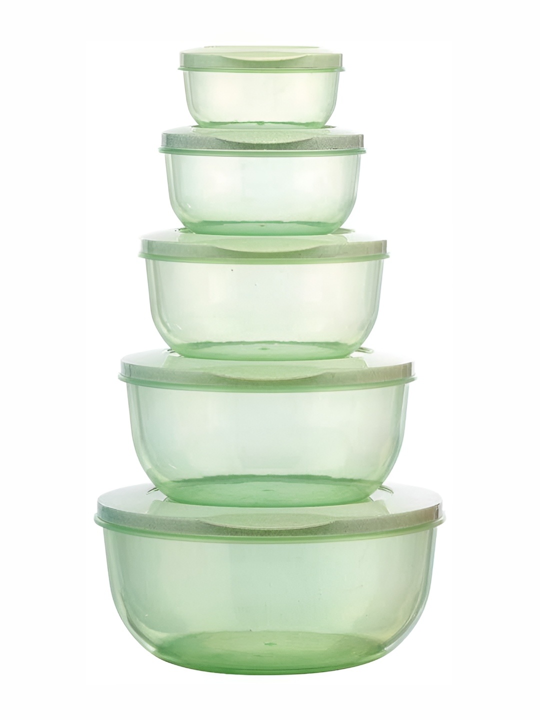 

Tap2kaart 5 Pcs Transparent & Green Plastic Fridge Containers