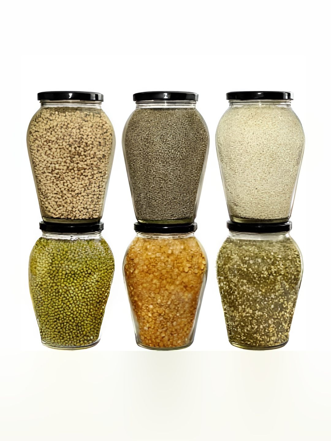 

Tap2kaart 6 Pcs Transparent Glass Container-1.05L Each, Black