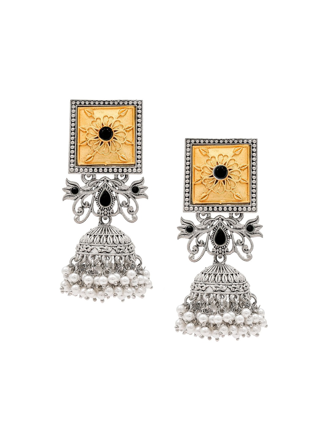 

Shining Jewel - By Shivansh Contemporary Jhumkas Earrings, Black