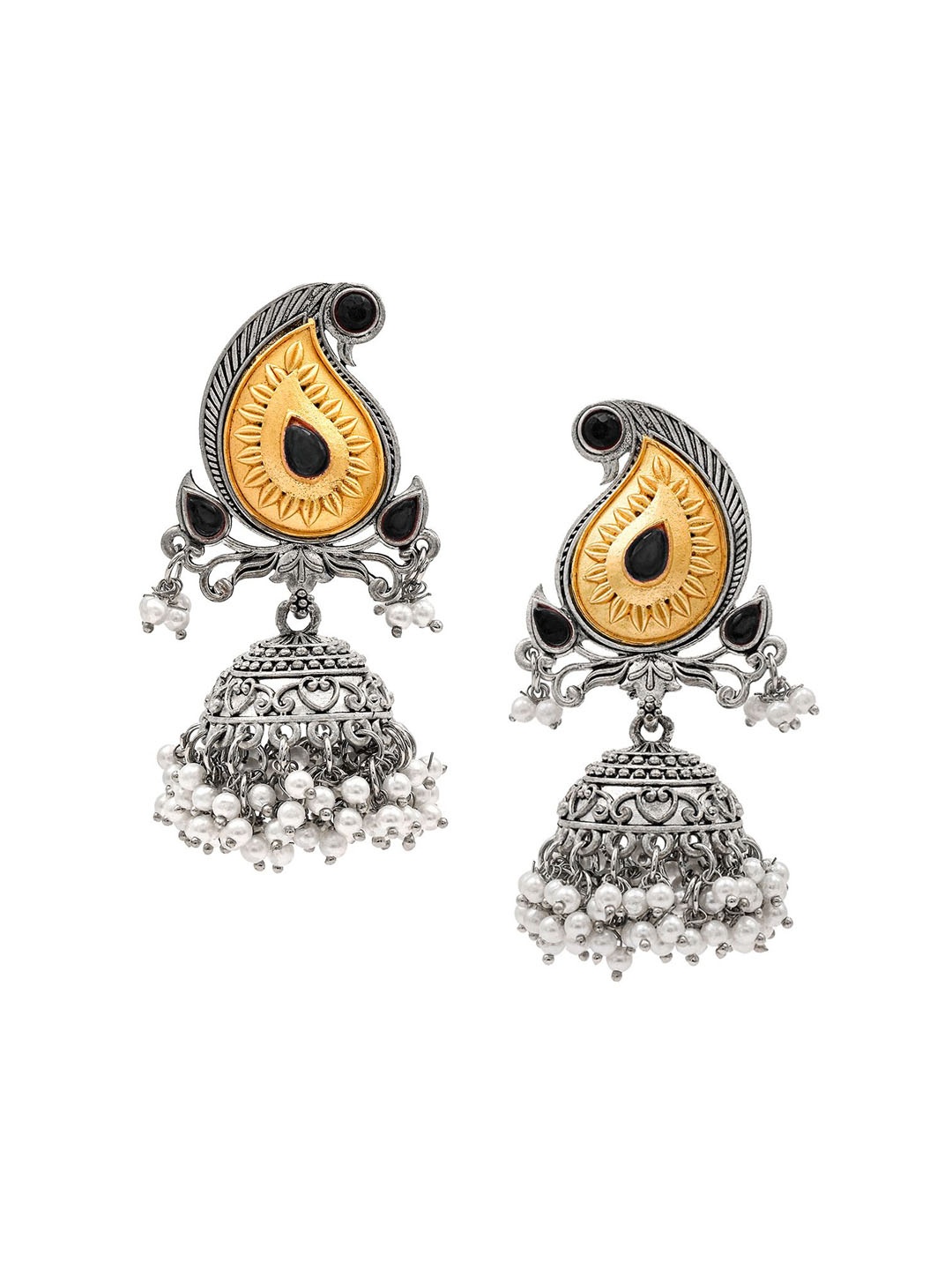 

Shining Jewel - By Shivansh Contemporary Jhumkas Earrings, Black