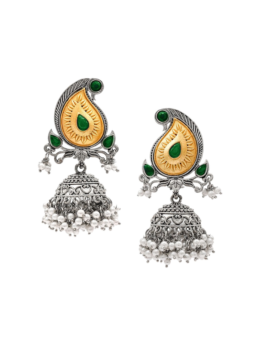 

Shining Jewel - By Shivansh Contemporary Jhumkas Earrings, Green