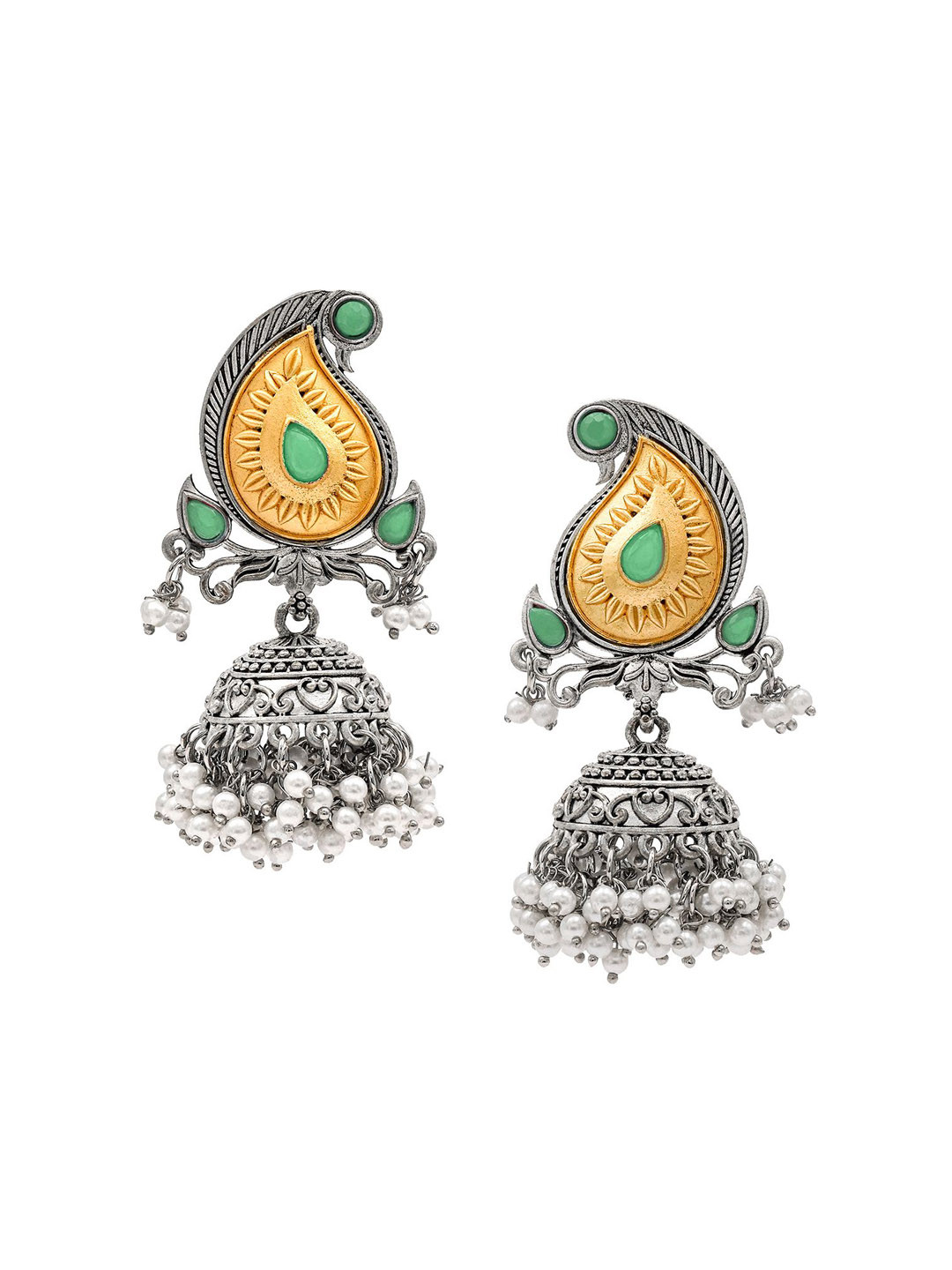 

Shining Jewel - By Shivansh Contemporary Jhumkas Earrings, Green