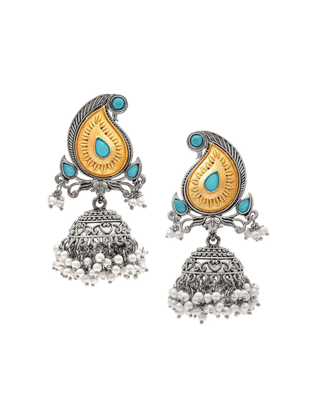 

Shining Jewel - By Shivansh Contemporary Jhumkas Earrings, Blue