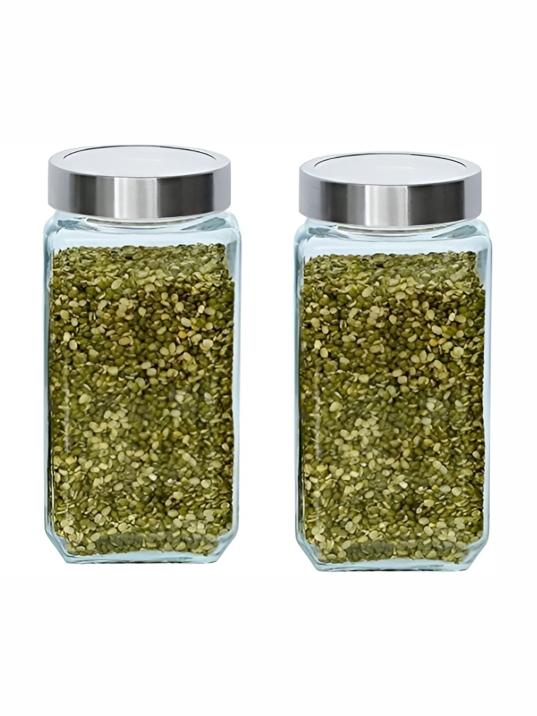 

JIGSHTIAL 2 Pcs Transparent Cube Shape Glass Fridge Containers-1L