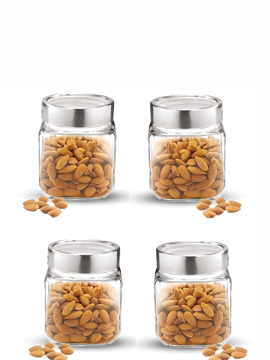 

JIGSHTIAL 4Pcs Transparent Glass Containers-500ml Each