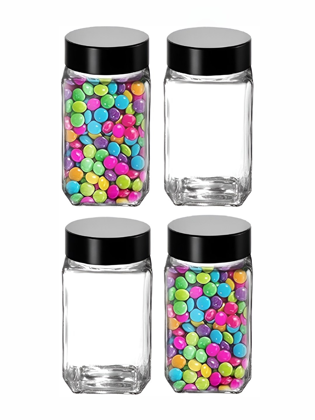 

JIGSHTIAL 4-Pcs Black Storage Container 1L Each