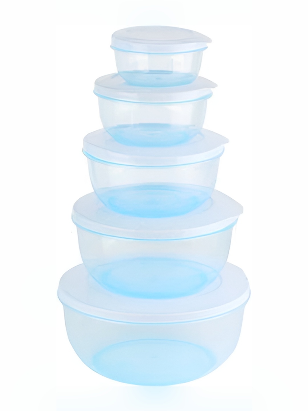 

JIGSHTIAL 6 Pcs Blue Plastic Round Container Set