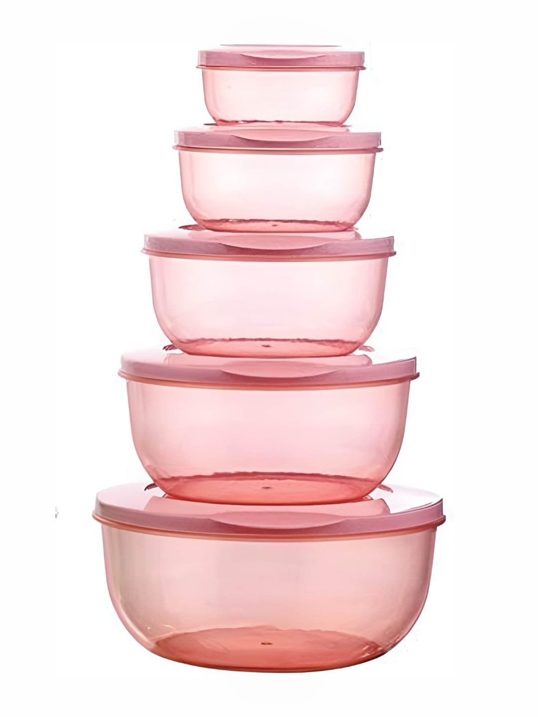 

JIGSHTIAL 5Pcs Pink & Transparent Plastic Storage Containers