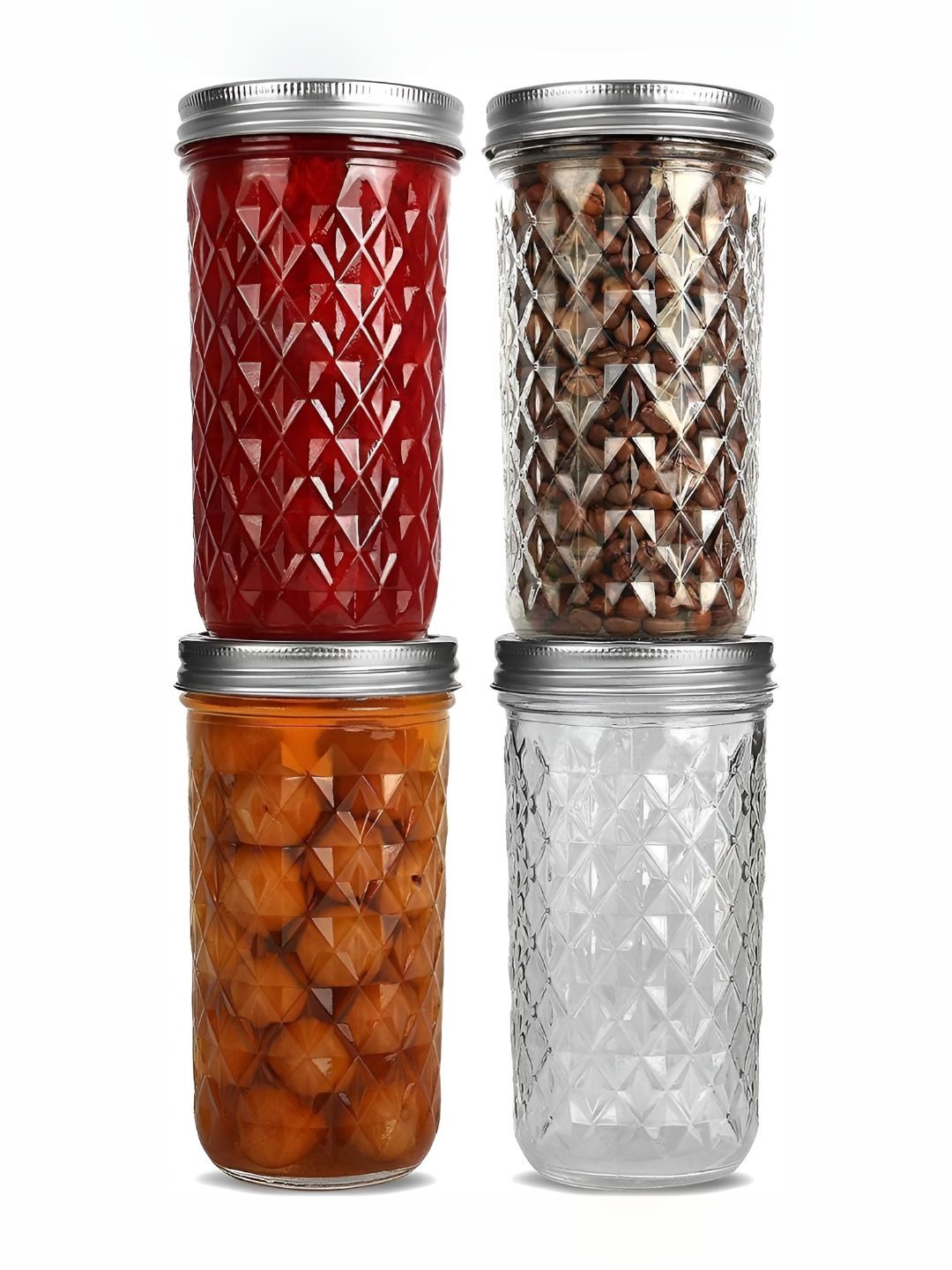

JIGSHTIAL 4-Pcs Transparent Storage Container, Silver