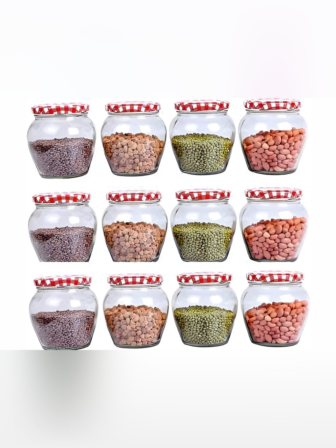 

JIGSHTIAL 12-Pcs Red & White Storage Container