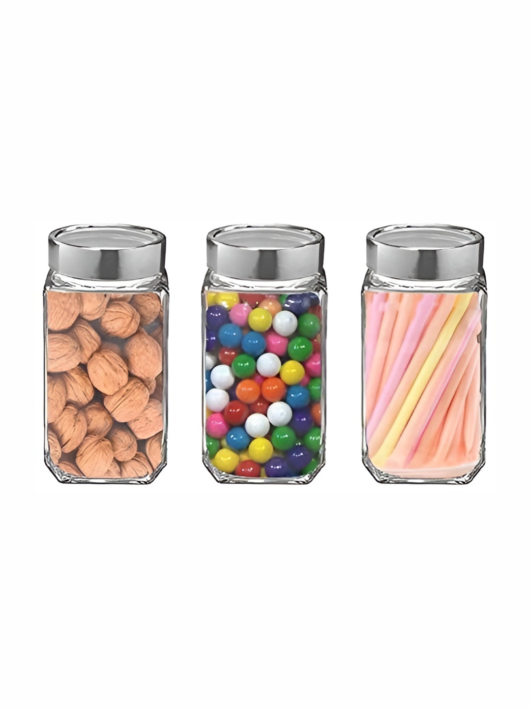 

JIGSHTIAL 3Pcs Transparent Glass Storage Jar