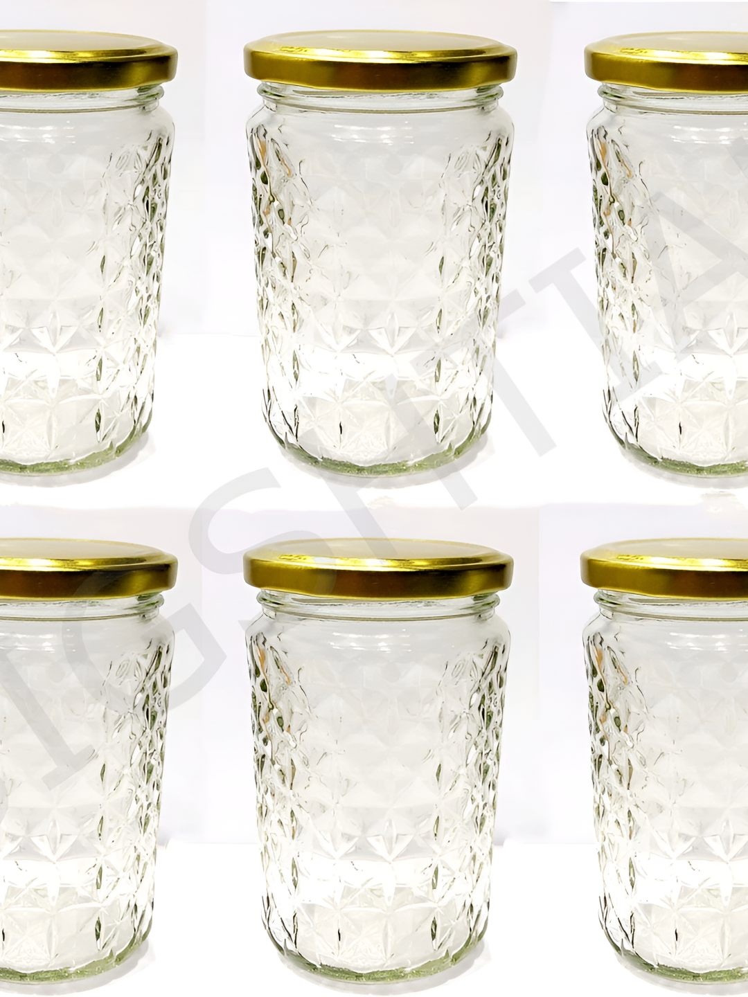 

JIGSHTIAL 6- Pcs Transparent Storage Container Set- 370ml Each, Gold
