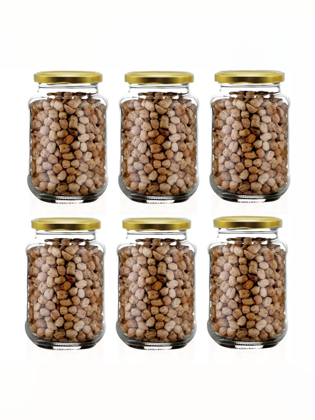 

Tap2kaart 6 Pcs Transparent Glass Fridge Containers-400 ML, Gold