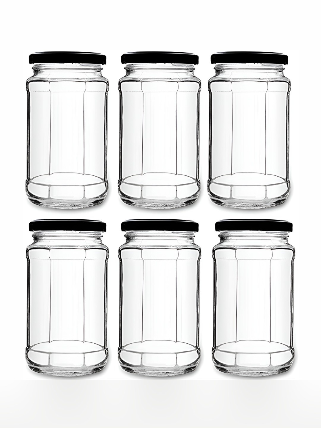 

JIGSHTIAL 6Pcs Transparent Glass Storage Jar -450ml Each