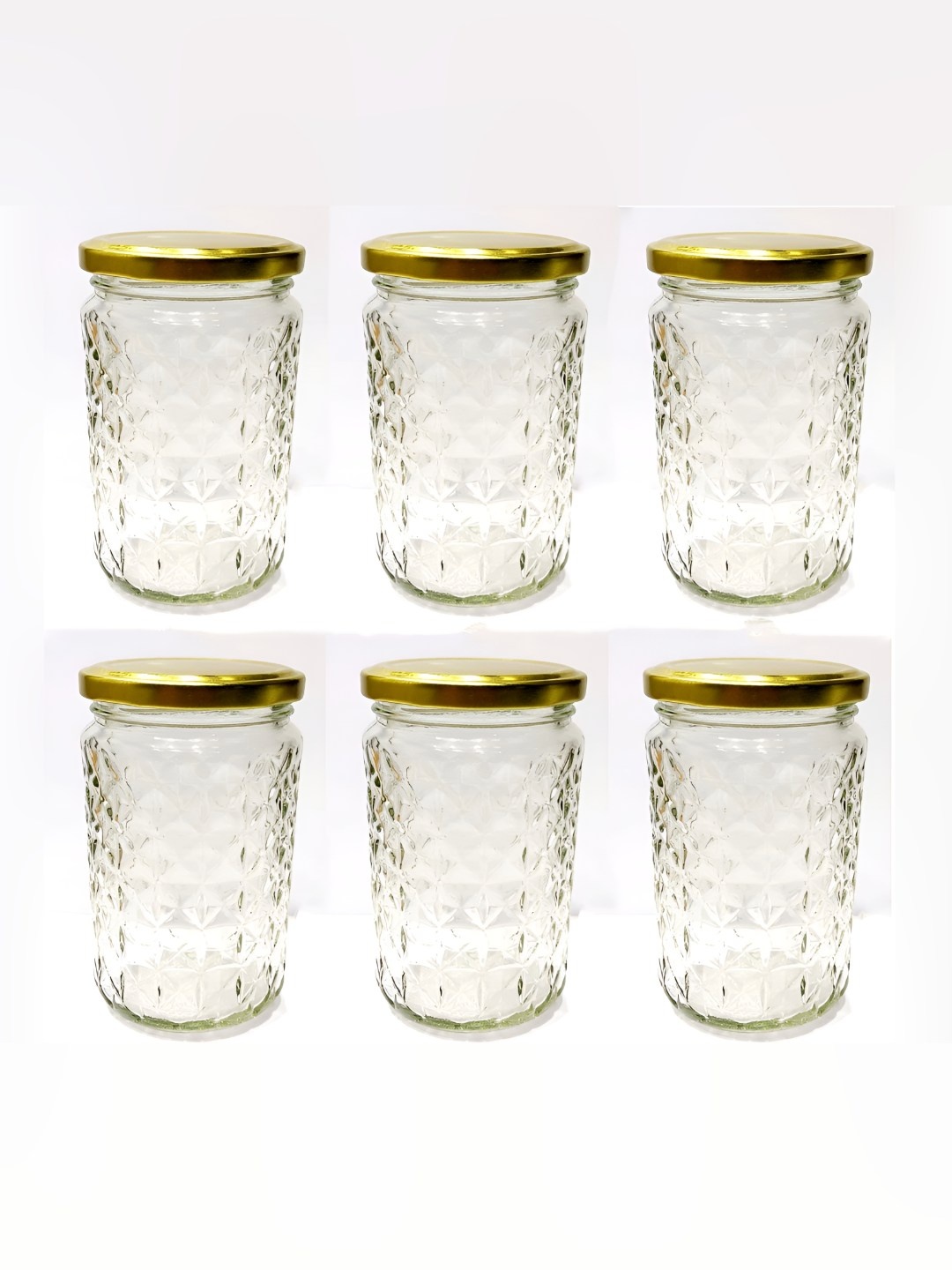 

JIGSHTIAL-6Pcs Transparent Glass Container-370ml Each