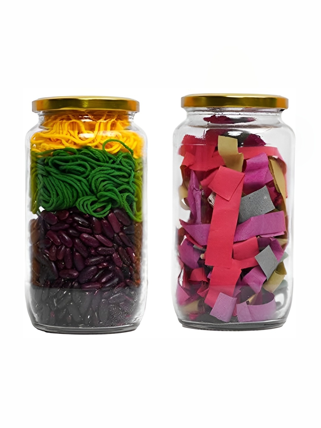 

JIGSHTIAL 2-Pcs Transparent Storage Container, Gold
