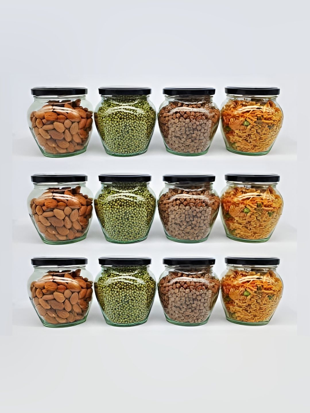 

Tap2kaart 12 Pcs Transparent Glass Fridge Containers-400 ML