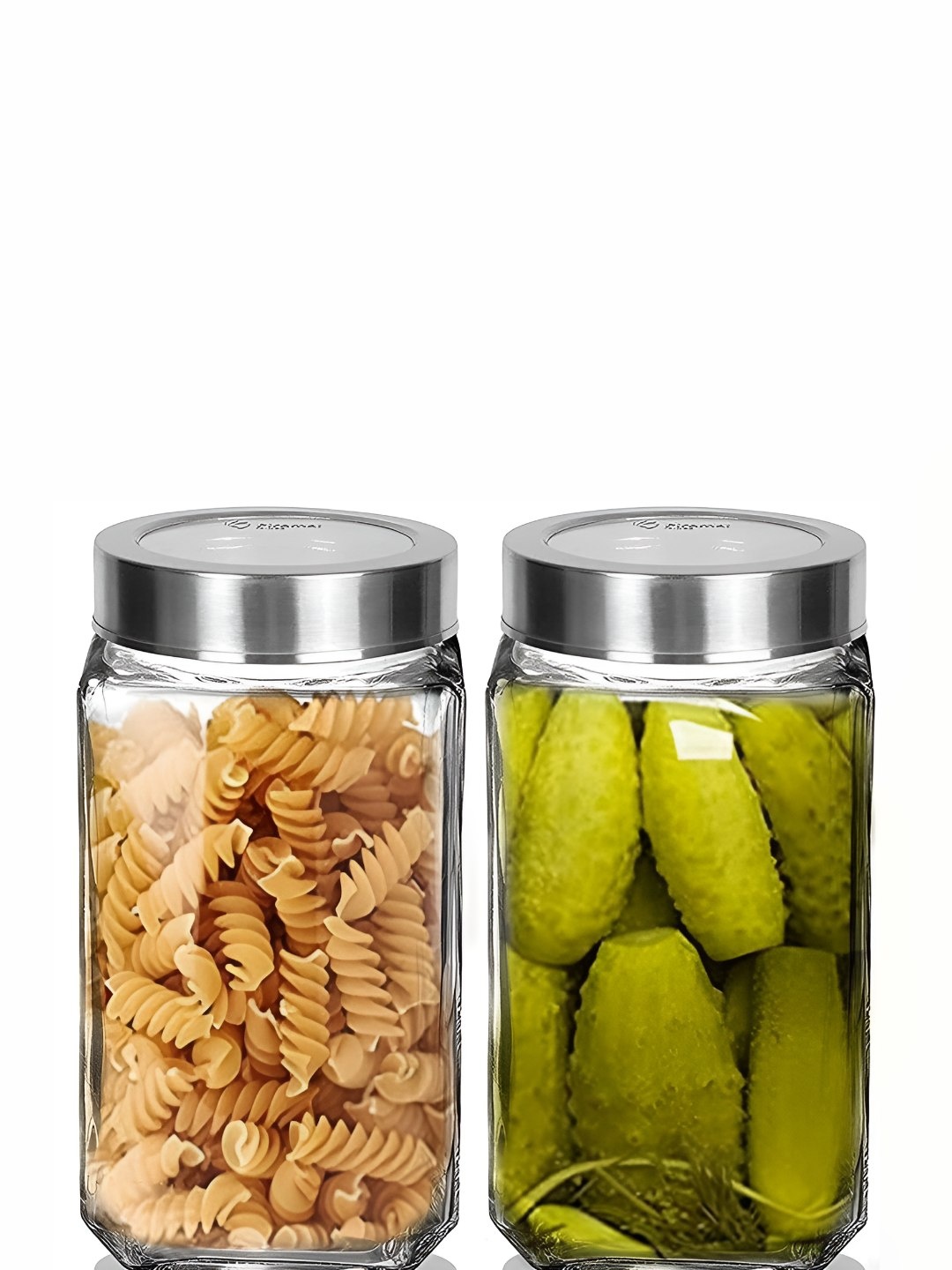 

JIGSHTIAL Set Of 2 Transparent Glass Cube Jars