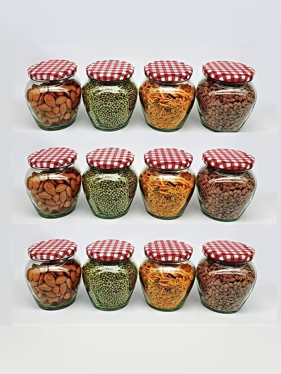 

JIGSHTIAL 12Pcs Transparent & Pink Glass Containers With Lid